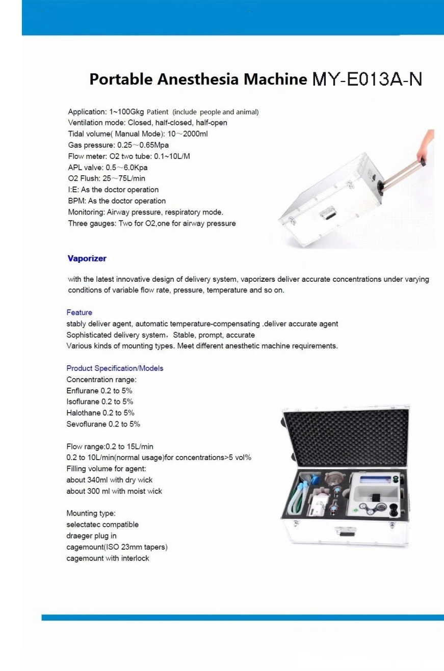 Trolley Optional Anesthesia Equipments &amp; Accessories Medical Portable Anesthesia Machine Price